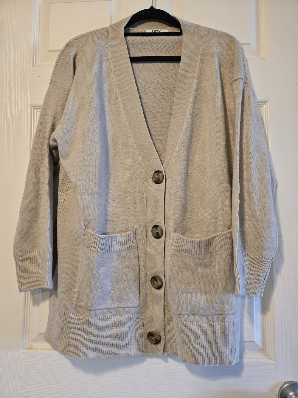 NEW Beige V-Neck Cardigan with Buttons